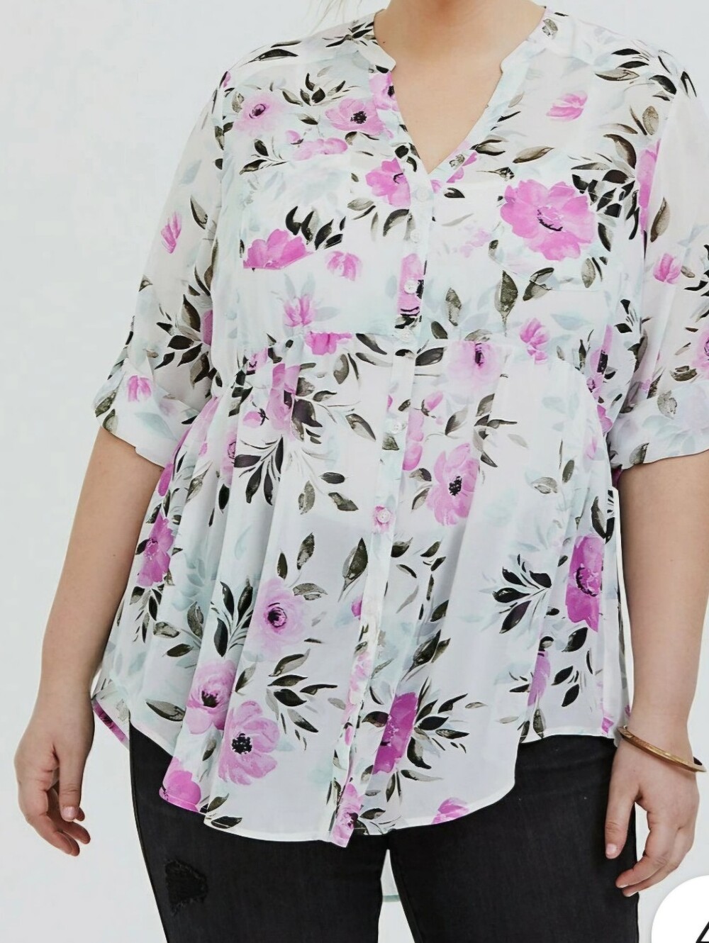 Torrid Emma Babydoll Top. High Low. Size 1xl . Chiffon Fabric. Great Condition